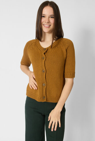 MJW. Chunky Cotton Cardigan Toast