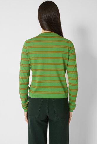 MJW. Pima Cotton Cardigan Leaf/Toast