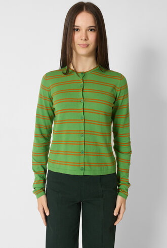 MJW. Pima Cotton Cardigan Leaf/Toast