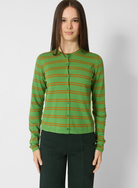 MJW. Pima Cotton Cardigan Leaf/Toast