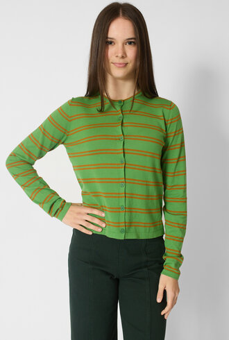 MJW. Pima Cotton Cardigan Leaf/Toast