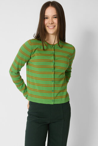 MJW. Pima Cotton Cardigan Leaf/Toast