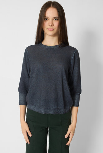 MJW. Linen Cotton Crew Navy