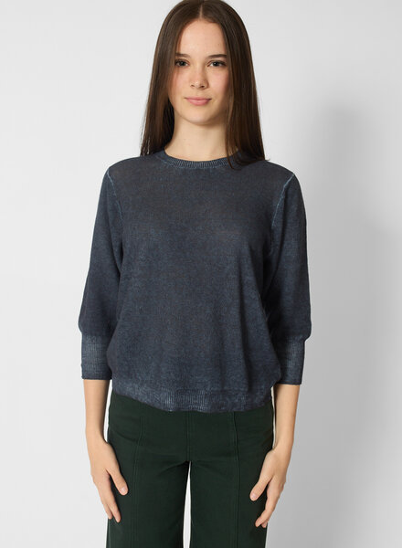 MJW. Linen Cotton Crew Navy