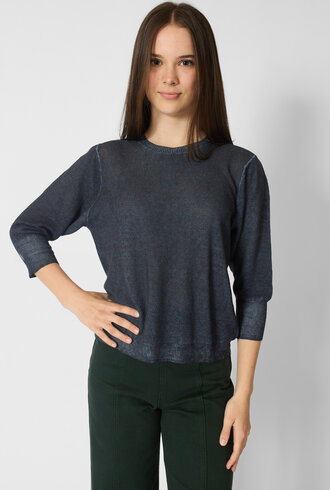 MJW. Linen Cotton Crew Navy