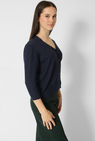 MJW. Fine Cashmere Cardigan Navy