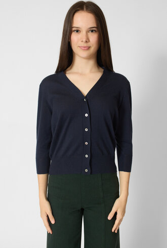 MJW. Fine Cashmere Cardigan Navy