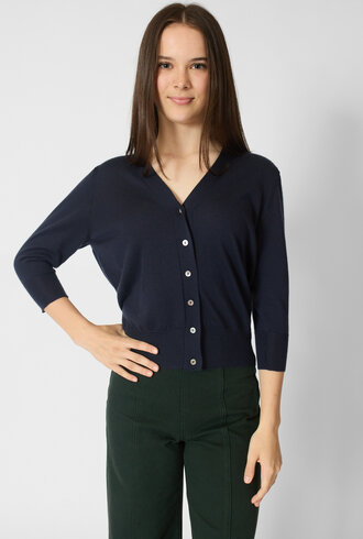 MJW. Fine Cashmere Cardigan Navy