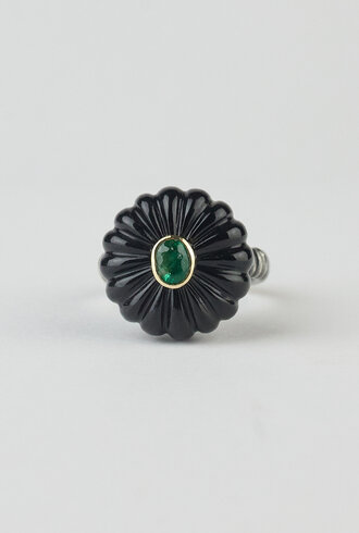 Patricia Arango Onex Flower Ring Emerald