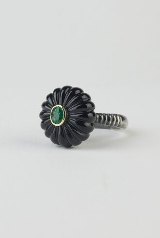 Patricia Arango Onex Flower Ring Emerald