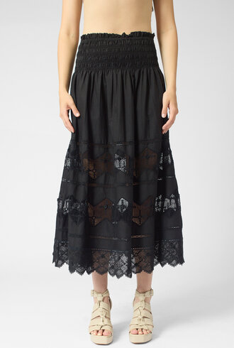 The Great The Rosette Crochet Canary Skirt Black