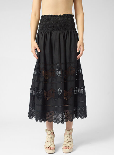 The Great The Rosette Crochet Canary Skirt Black