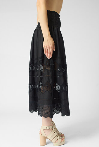 The Great The Rosette Crochet Canary Skirt Black