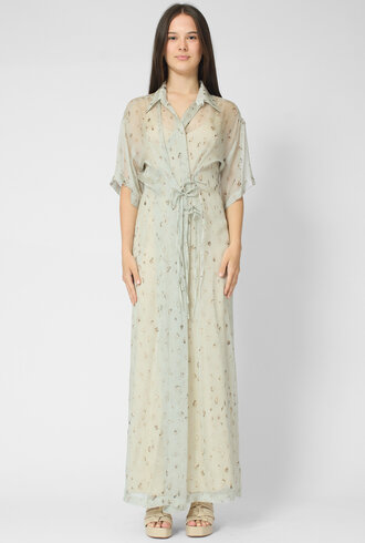 Alysi Freckled Printed Shirt Dress Pistachio