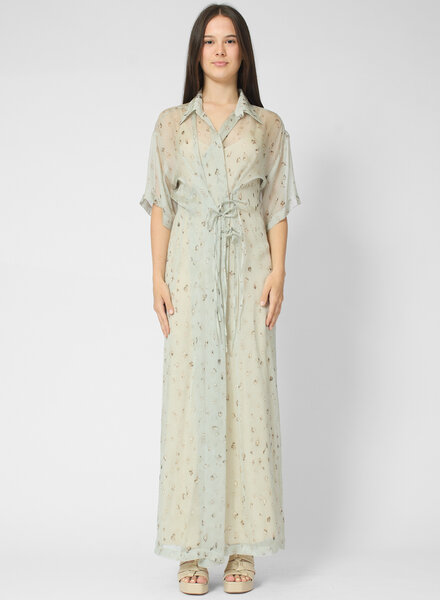 Alysi Freckled Printed Shirt Dress Pistachio