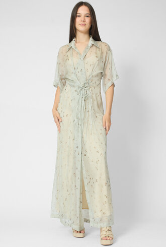 Alysi Freckled Printed Shirt Dress Pistachio