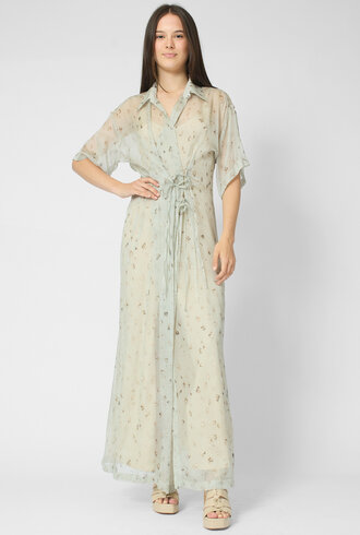 Alysi Freckled Printed Shirt Dress Pistachio