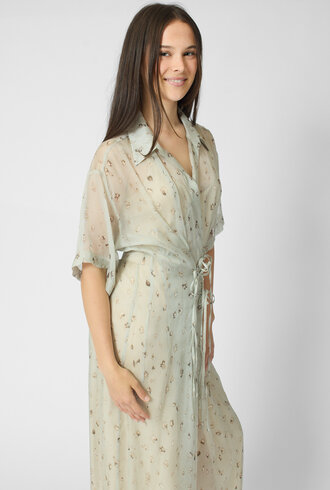 Alysi Freckled Printed Shirt Dress Pistachio
