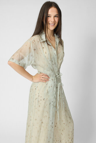 Alysi Freckled Printed Shirt Dress Pistachio
