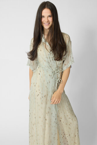 Alysi Freckled Printed Shirt Dress Pistachio