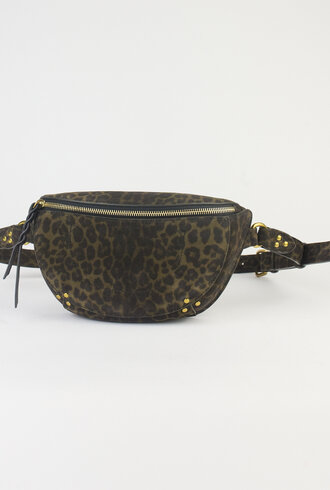 Jerome Dreyfuss Lino Banana Leopard Pouch  Kaki