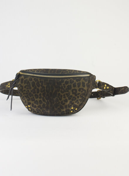 Jerome Dreyfuss Lino Banana Leopard Pouch  Kaki