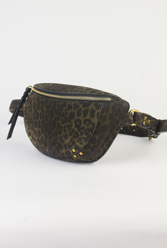 Jerome Dreyfuss Lino Banana Leopard Pouch  Kaki