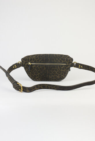 Jerome Dreyfuss Lino Banana Leopard Pouch  Kaki