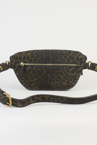 Jerome Dreyfuss Lino Banana Leopard Pouch  Kaki