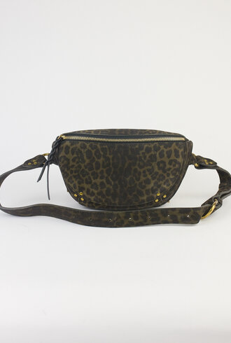 Jerome Dreyfuss Lino Banana Leopard Pouch  Kaki