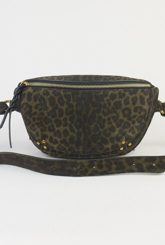Jerome Dreyfuss Lino Banana Leopard Pouch  Kaki