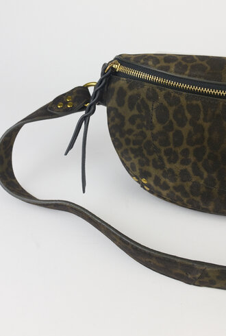 Jerome Dreyfuss Lino Banana Leopard Pouch  Kaki
