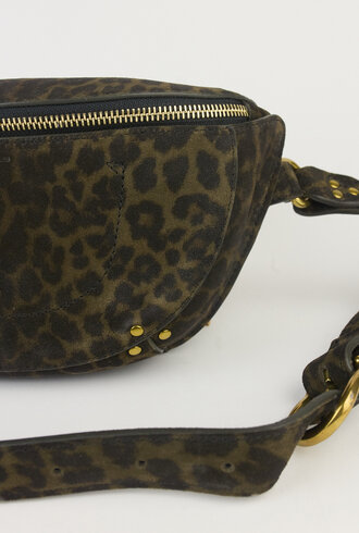 Jerome Dreyfuss Lino Banana Leopard Pouch  Kaki