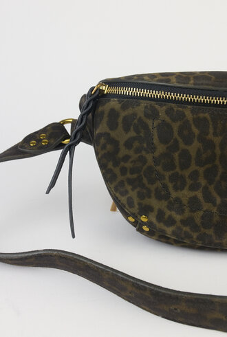 Jerome Dreyfuss Lino Banana Leopard Pouch  Kaki