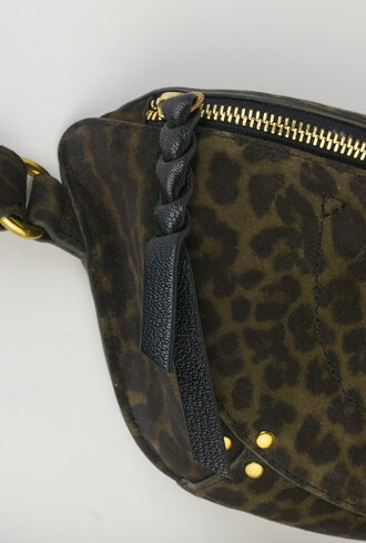 Jerome Dreyfuss Lino Banana Leopard Pouch  Kaki