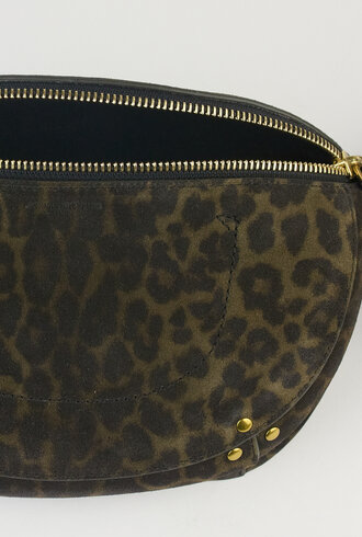 Jerome Dreyfuss Lino Banana Leopard Pouch  Kaki