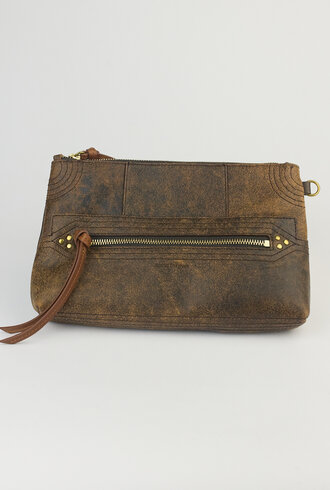 Jerome Dreyfuss Lucky Clutch Large  Marron