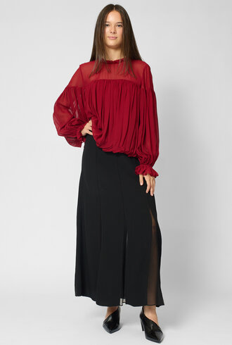 Ulla Johnson Pearl Silk Blouse Cerise