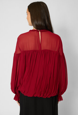 Ulla Johnson Pearl Silk Blouse Cerise