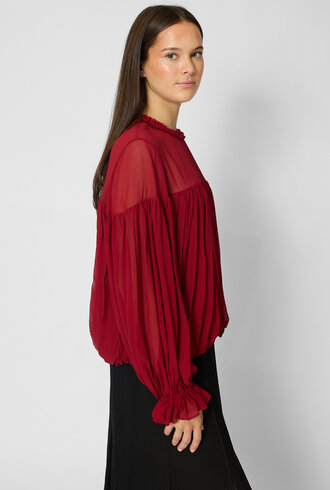 Ulla Johnson Pearl Silk Blouse Cerise