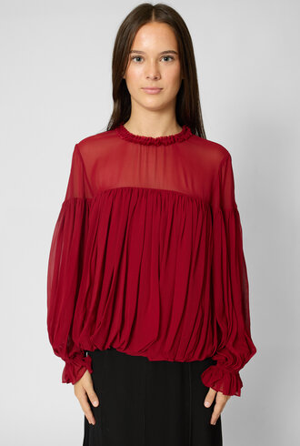 Ulla Johnson Pearl Silk Blouse Cerise