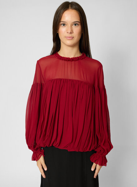 Ulla Johnson Pearl Silk Blouse Cerise