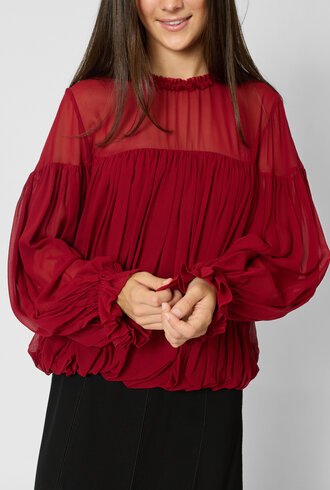 Ulla Johnson Pearl Silk Blouse Cerise