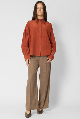 Pomandere Habutai Silk and Cotton shirt Terracotta
