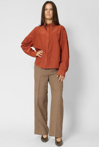 Pomandere Habutai Silk and Cotton shirt Terracotta