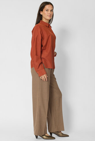 Pomandere Habutai Silk and Cotton shirt Terracotta