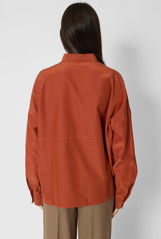 Pomandere Habutai Silk and Cotton shirt Terracotta