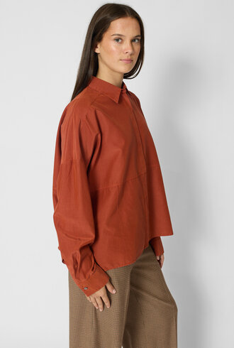 Pomandere Habutai Silk and Cotton shirt Terracotta