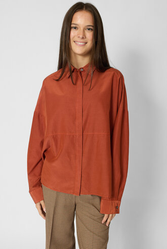 Pomandere Habutai Silk and Cotton shirt Terracotta