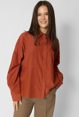 Pomandere Habutai Silk and Cotton shirt Terracotta